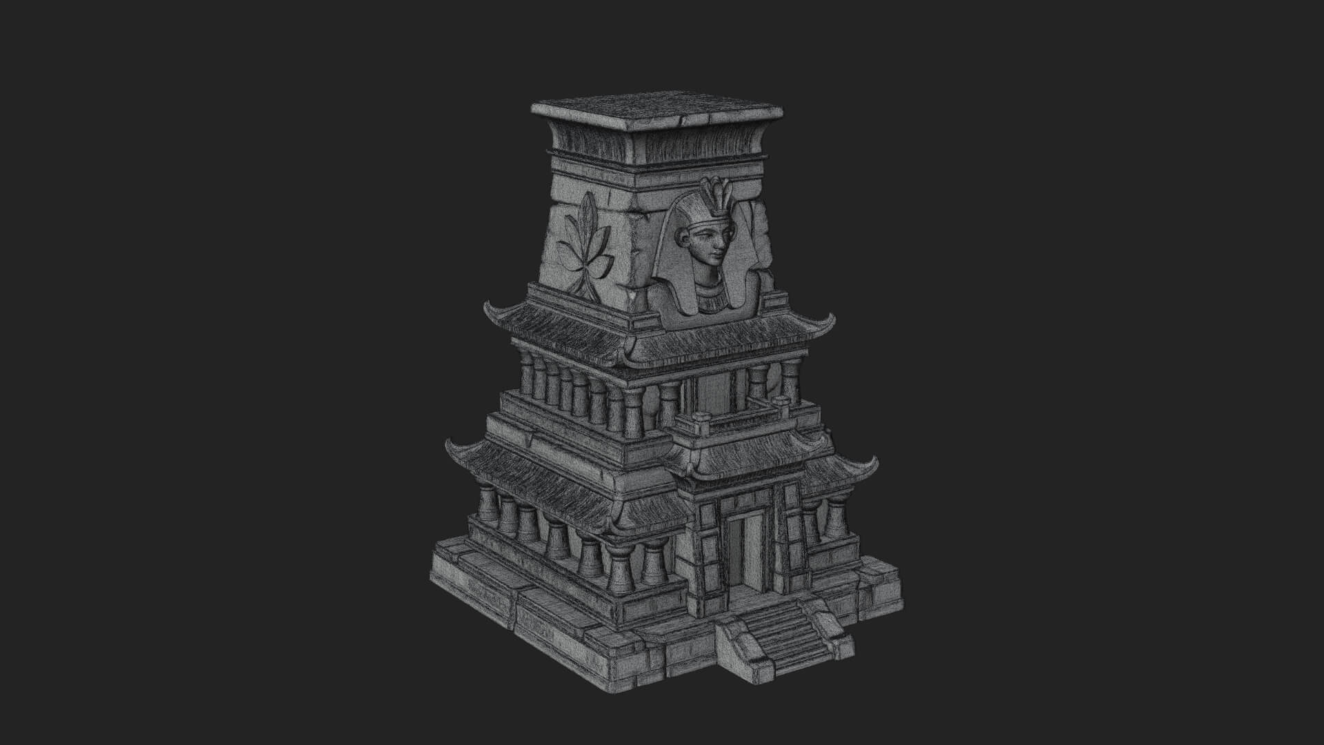 Egyptian Temple Pylon Design 4 3D Print Model 3D Model