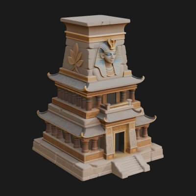 Egyptian Temple Pylon Design 4 3D Print Model
