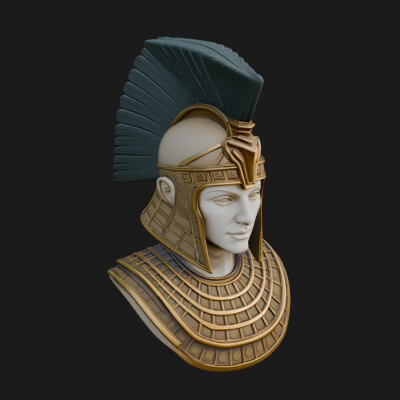 Egyptian Warrior Bust Statue Design 1 3D Print Model