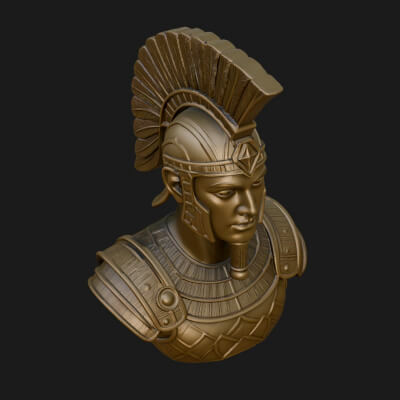 Egyptian Warrior Bust Statue Design 2 3D Print Model