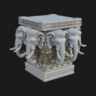 Elephant Column Capital Design 2 3D Print Model