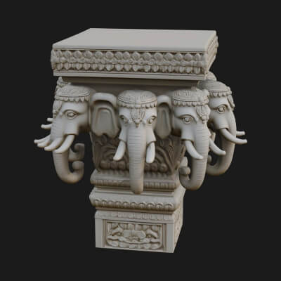 Elephant Column Capital Design 4 3D Print Model