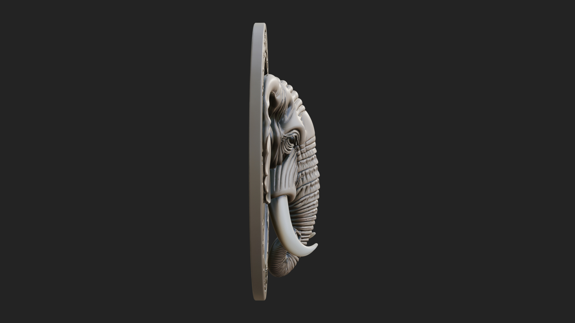 Elephant Head Oval Relief Plaque Design 1 3D Print Model 3D Model