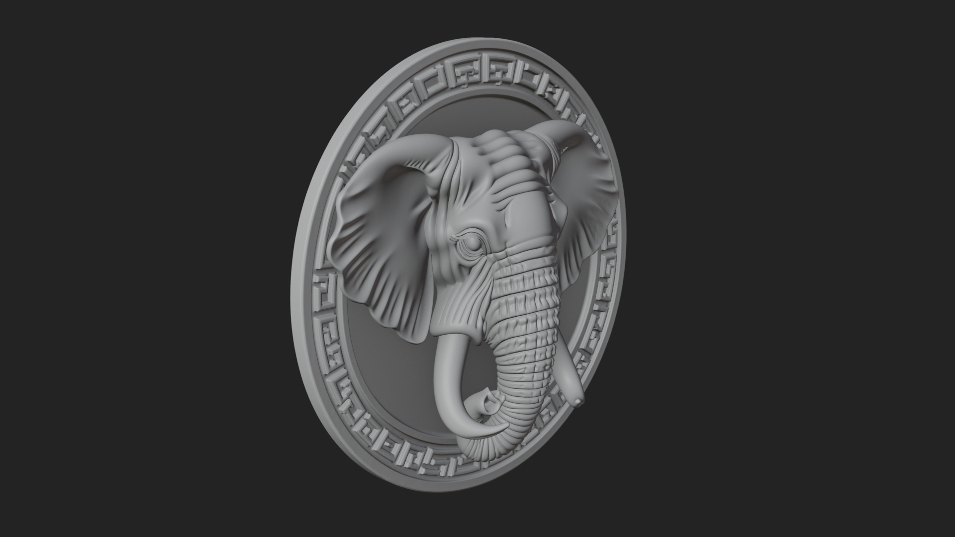 Elephant Head Oval Relief Plaque Design 1 3D Print Model 3D Model