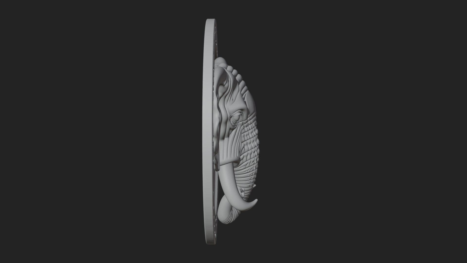 Elephant Head Oval Relief Plaque Design 1 3D Print Model 3D Model