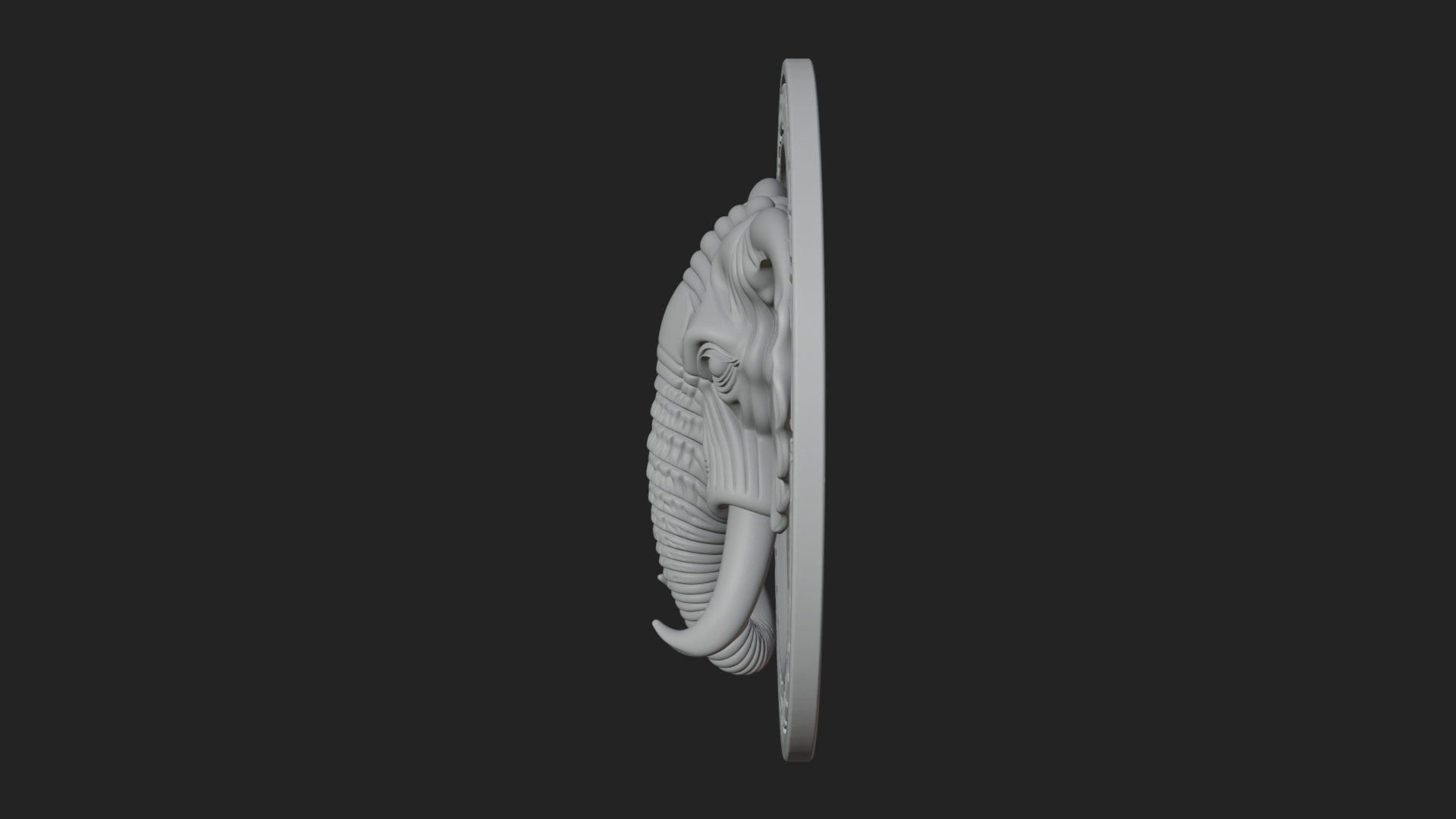 Elephant Head Oval Relief Plaque Design 1 3D Print Model 3D Model