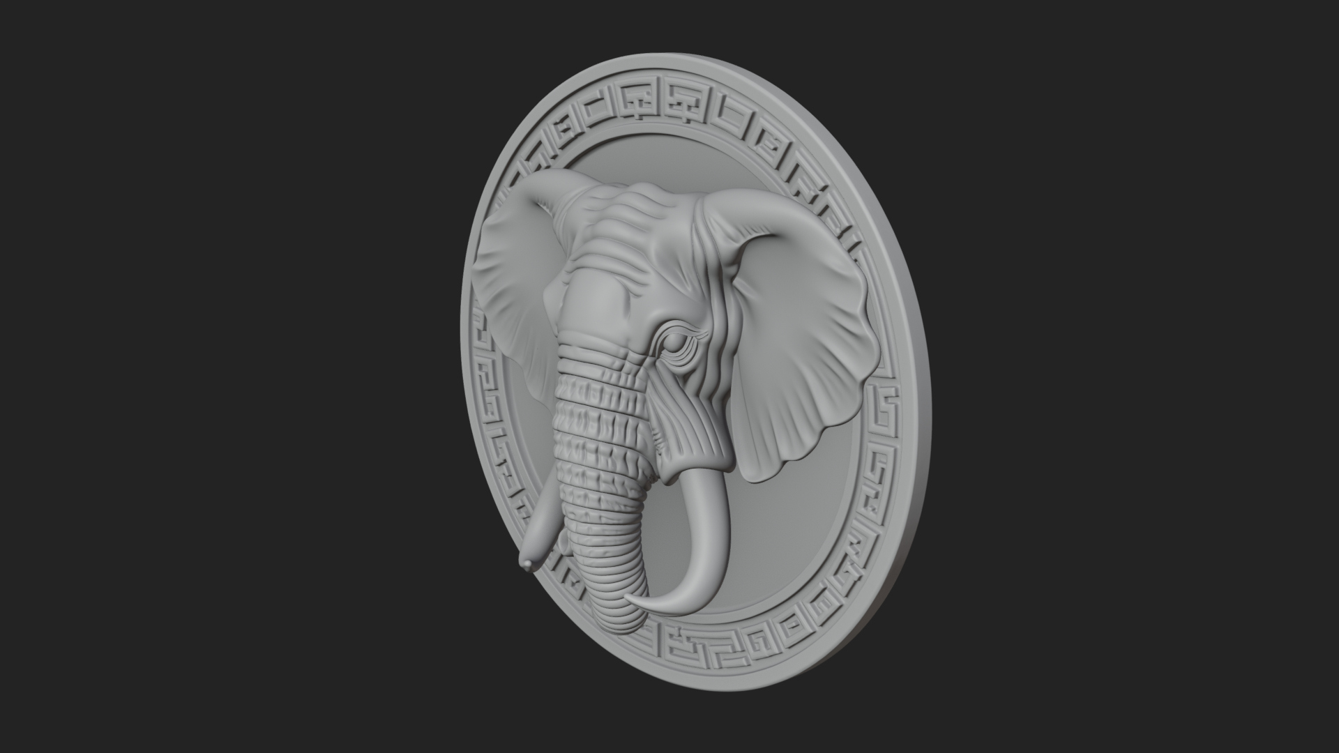 Elephant Head Oval Relief Plaque Design 1 3D Print Model 3D Model