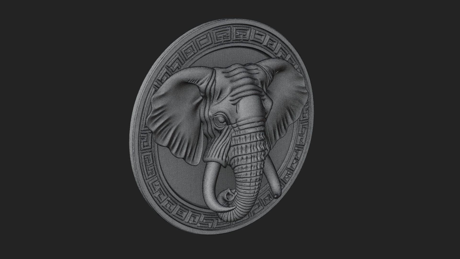 Elephant Head Oval Relief Plaque Design 1 3D Print Model 3D Model