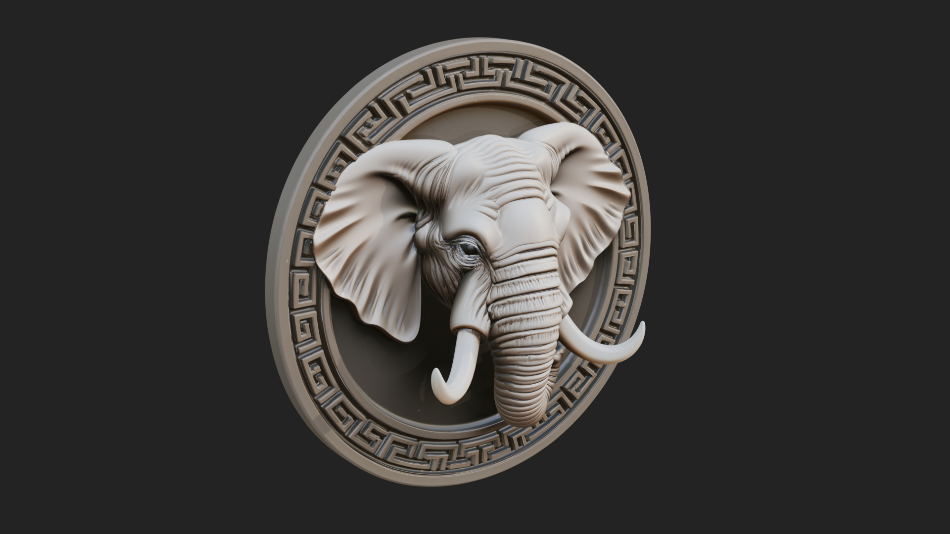 Elephant Head Oval Relief Plaque Design 2 3D Print Model 3D Model