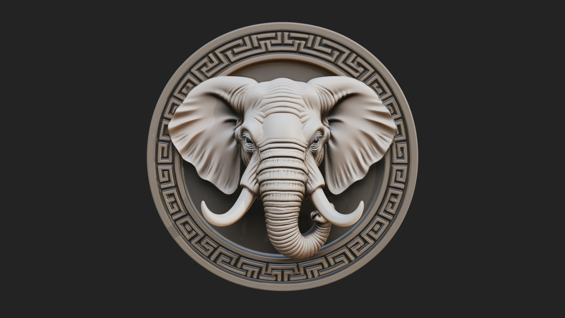 Elephant Head Oval Relief Plaque Design 2 3D Print Model 3D Model