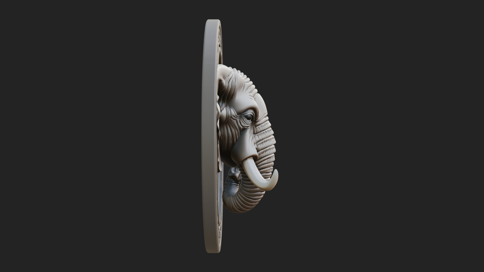Elephant Head Oval Relief Plaque Design 2 3D Print Model 3D Model