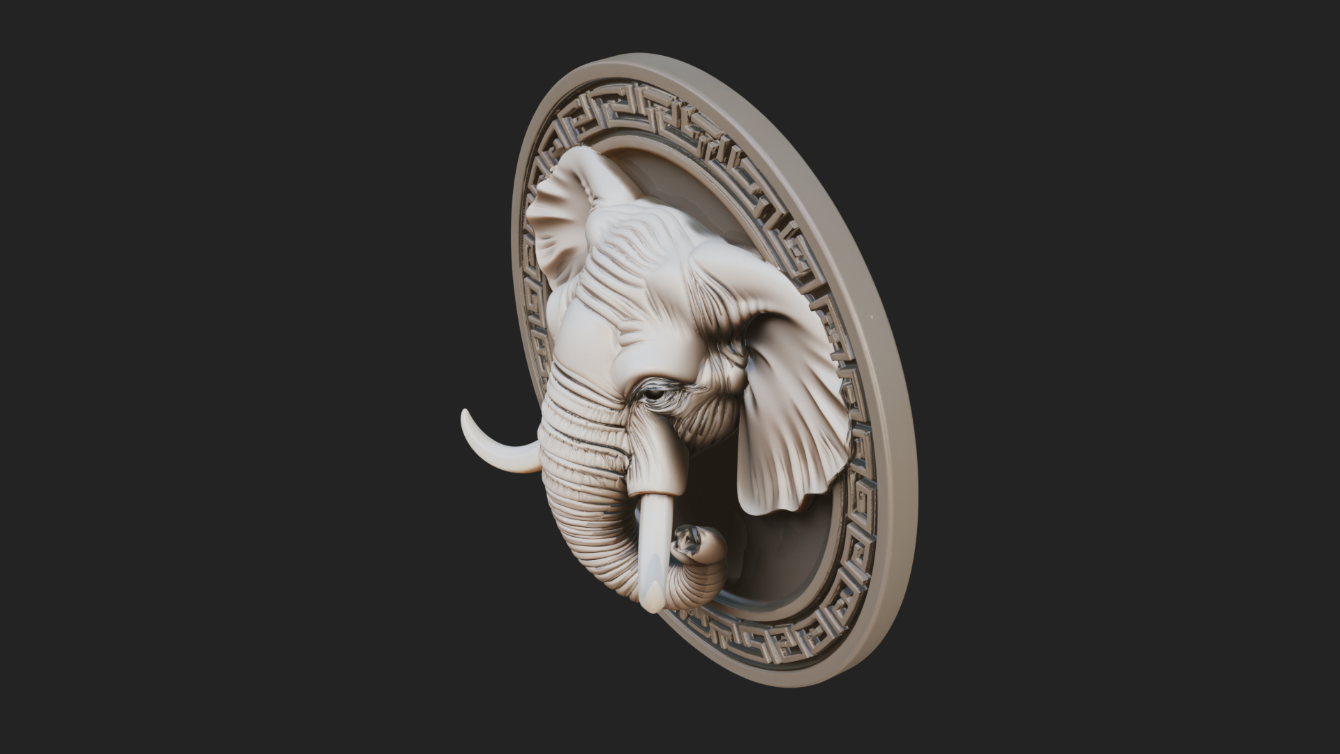 Elephant Head Oval Relief Plaque Design 2 3D Print Model 3D Model