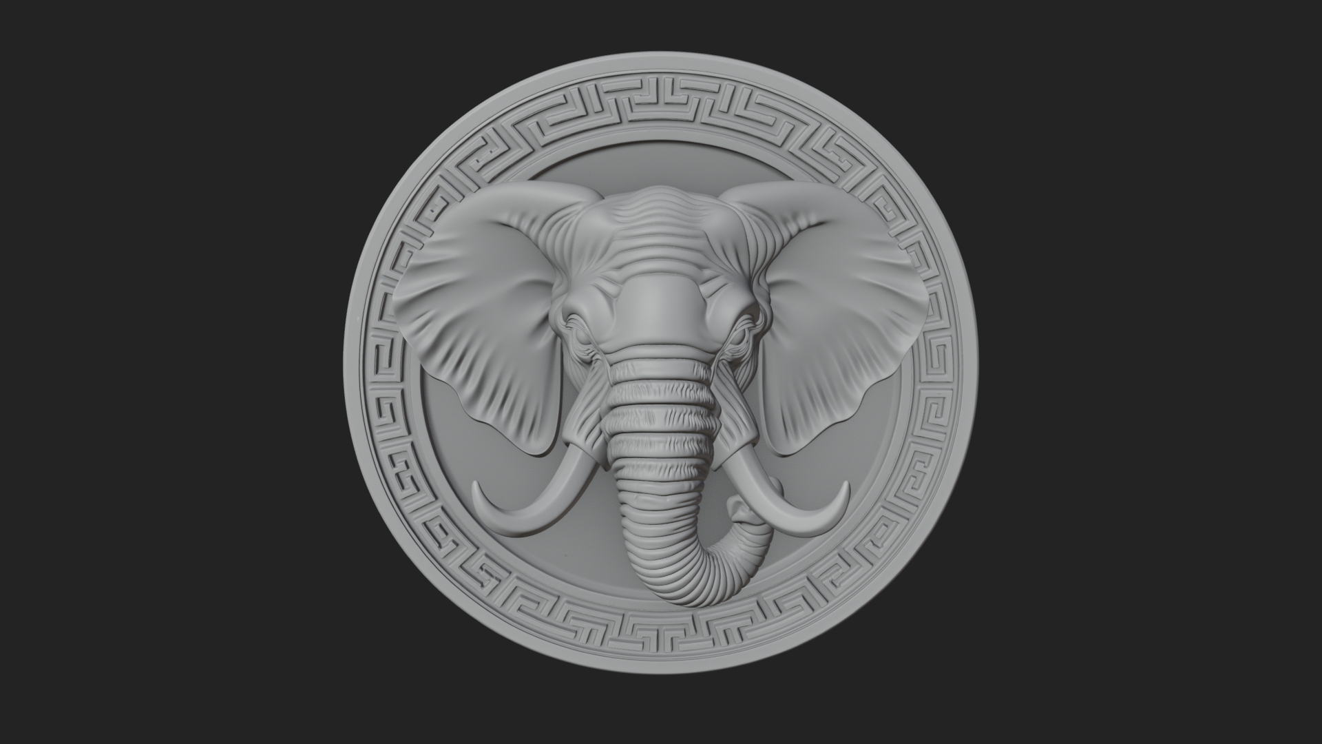 Elephant Head Oval Relief Plaque Design 2 3D Print Model 3D Model