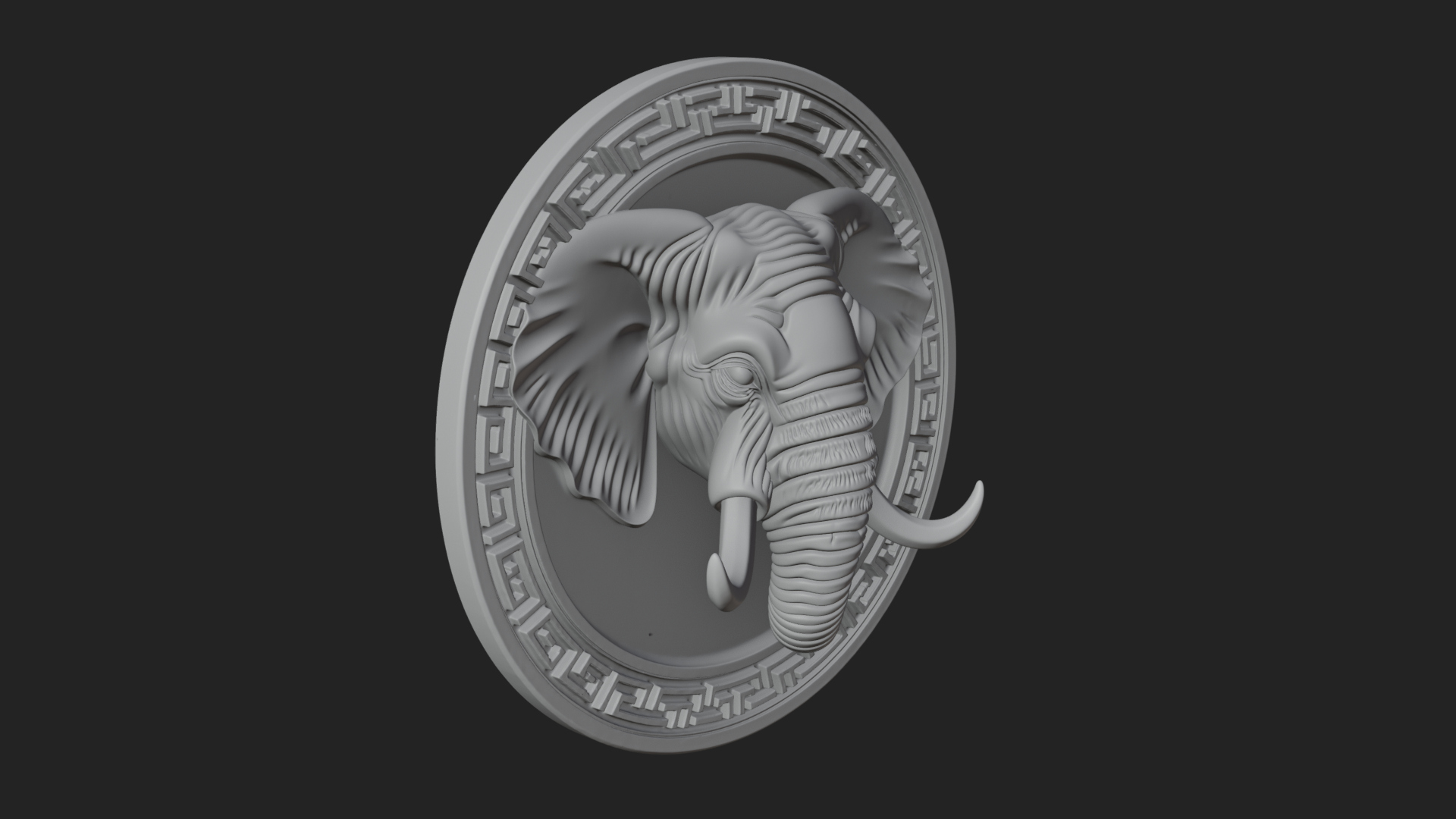Elephant Head Oval Relief Plaque Design 2 3D Print Model 3D Model
