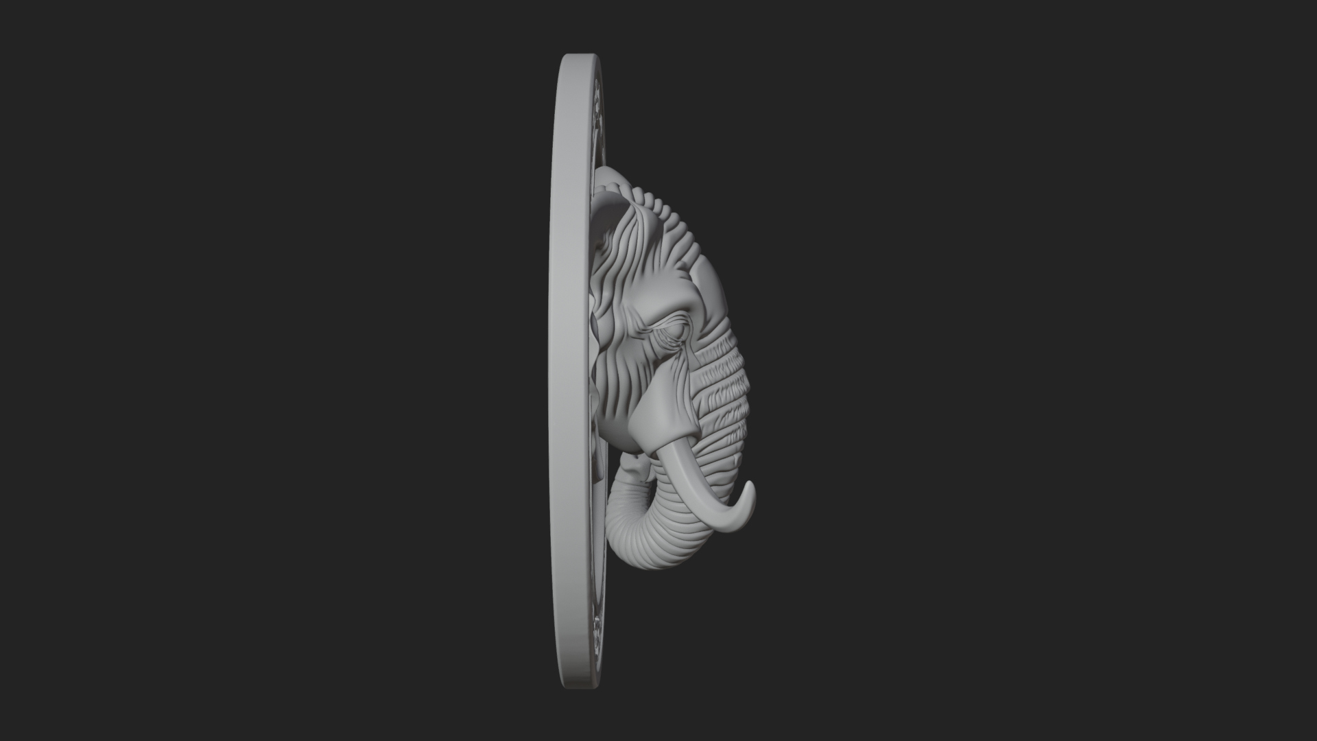 Elephant Head Oval Relief Plaque Design 2 3D Print Model 3D Model