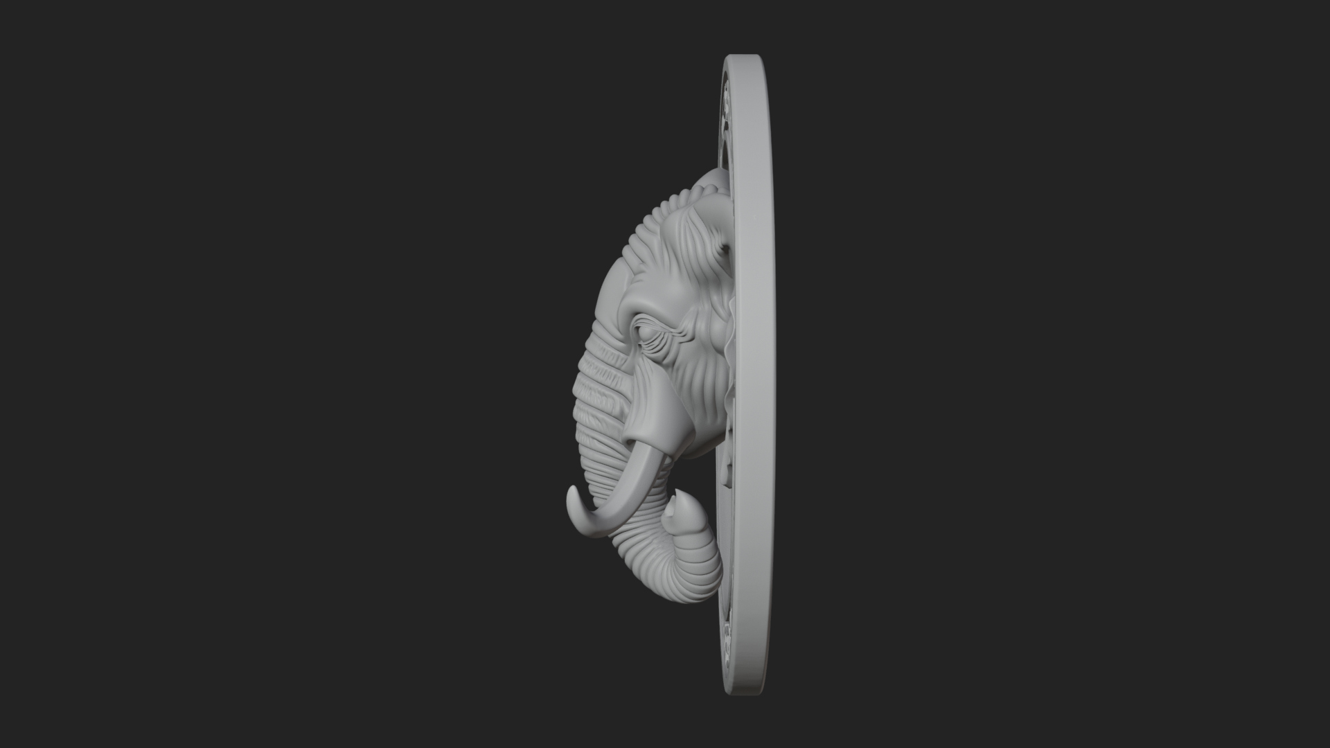 Elephant Head Oval Relief Plaque Design 2 3D Print Model 3D Model
