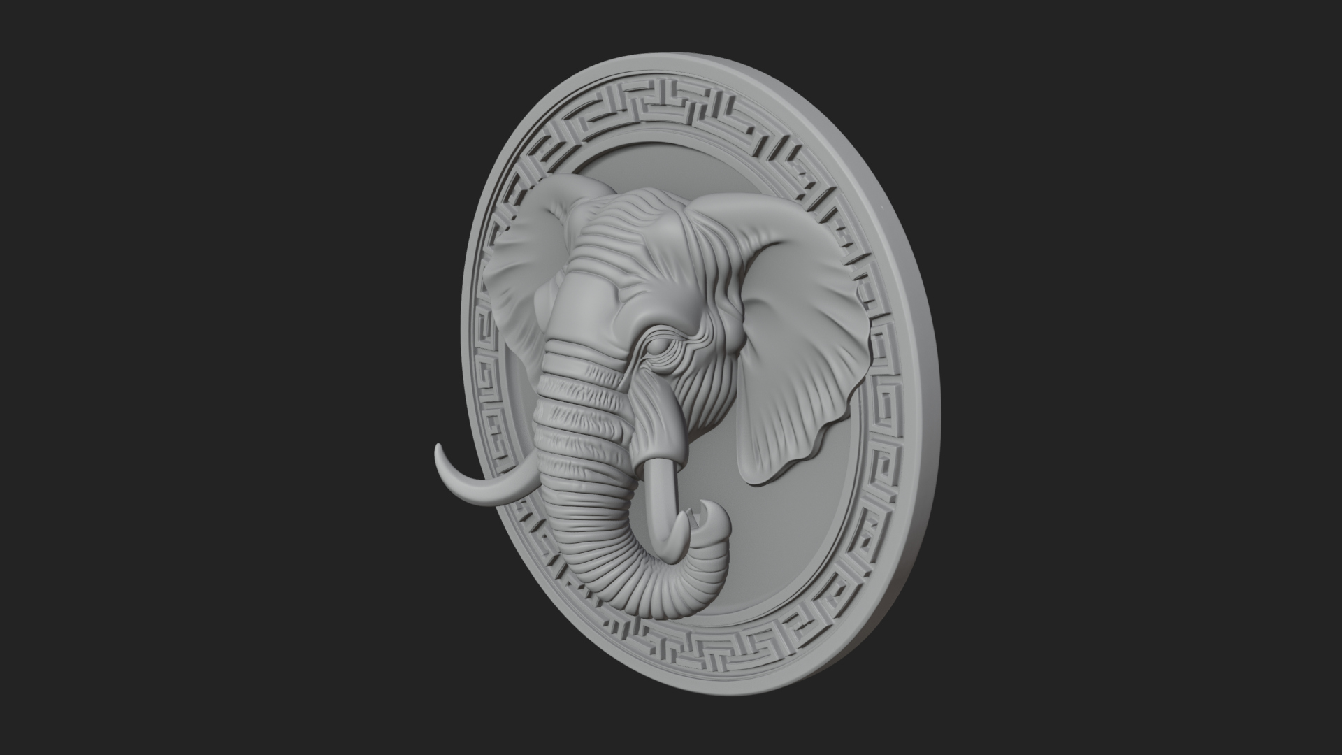 Elephant Head Oval Relief Plaque Design 2 3D Print Model 3D Model