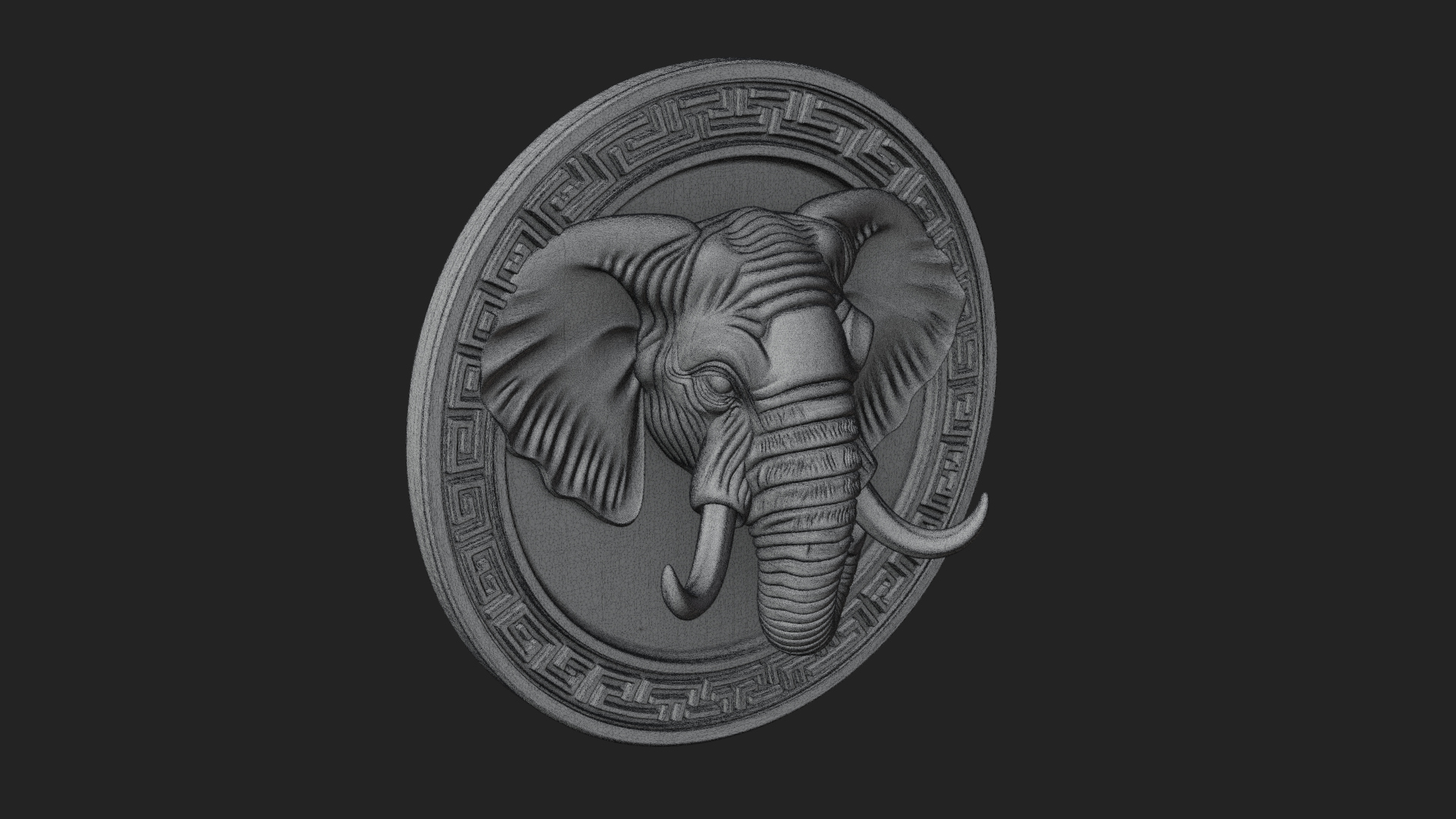 Elephant Head Oval Relief Plaque Design 2 3D Print Model 3D Model