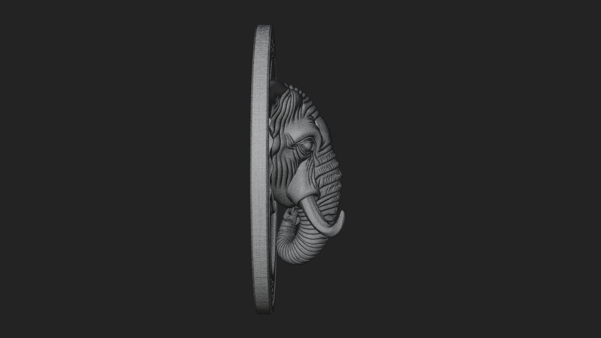 Elephant Head Oval Relief Plaque Design 2 3D Print Model 3D Model