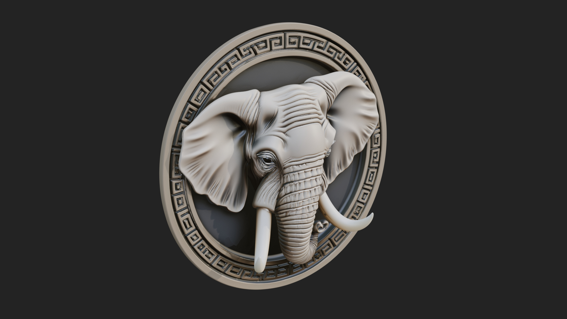 Elephant Head Oval Relief Plaque Design 3 3D Print Model 3D Model