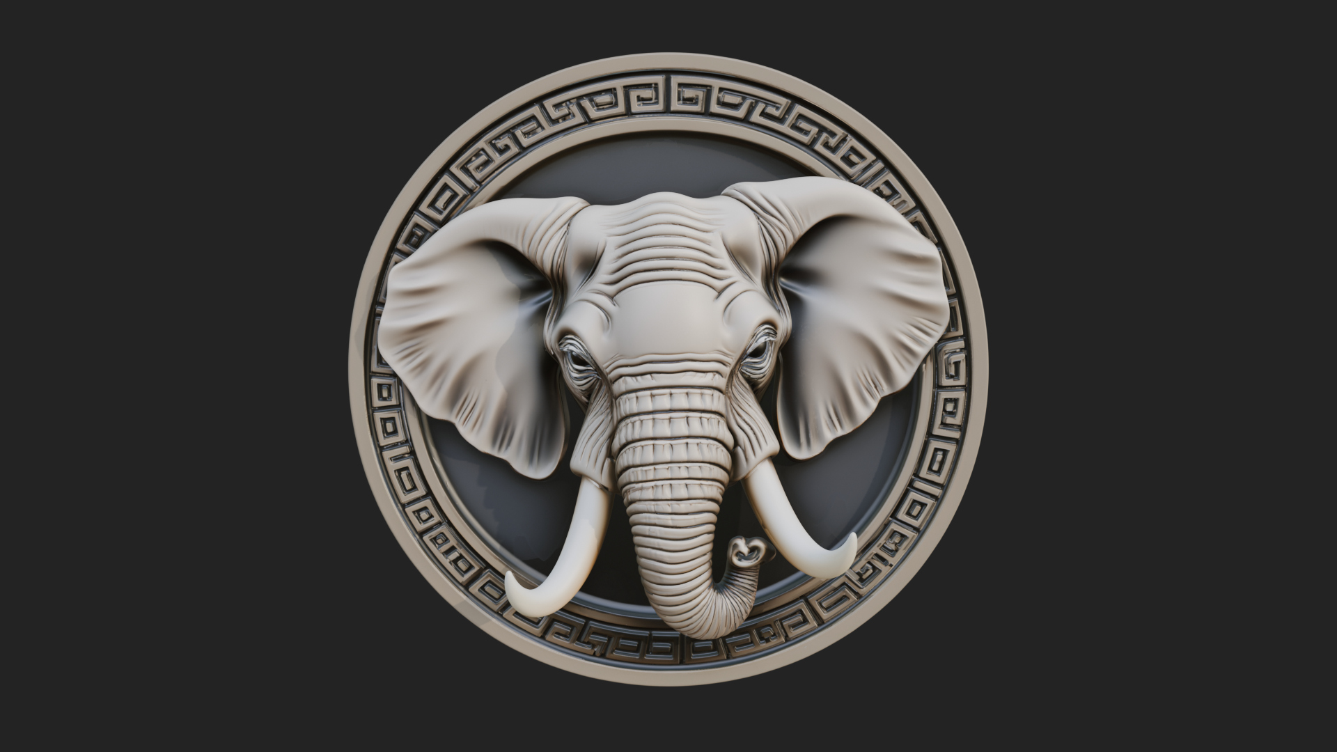 Elephant Head Oval Relief Plaque Design 3 3D Print Model 3D Model