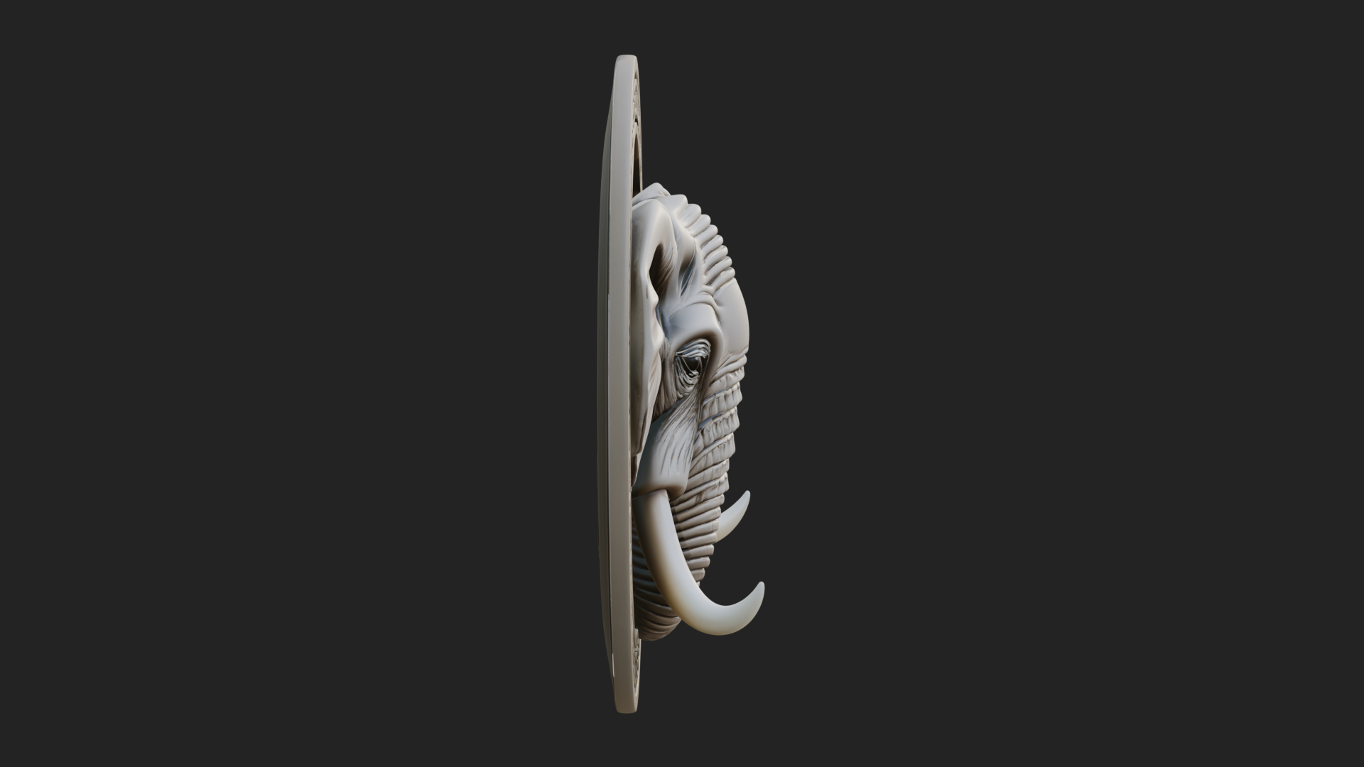 Elephant Head Oval Relief Plaque Design 3 3D Print Model 3D Model