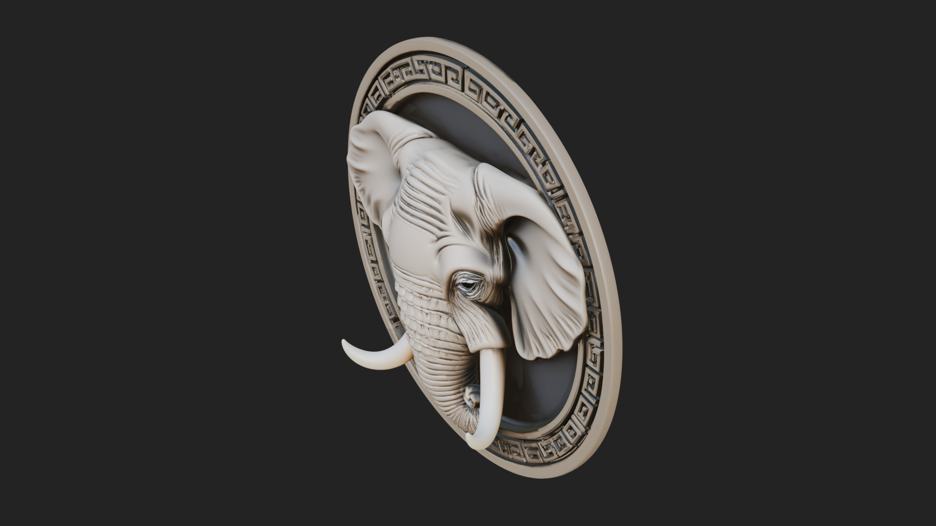 Elephant Head Oval Relief Plaque Design 3 3D Print Model 3D Model