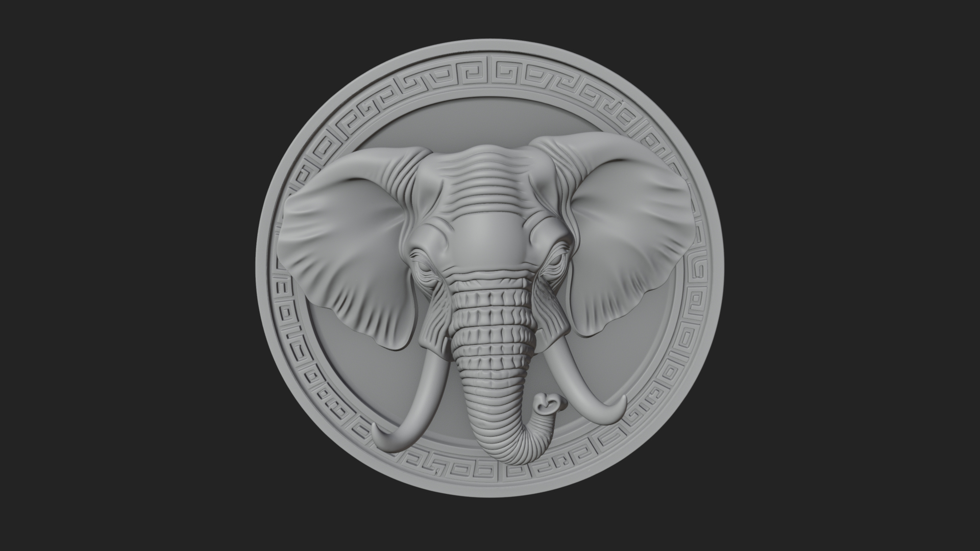 Elephant Head Oval Relief Plaque Design 3 3D Print Model 3D Model
