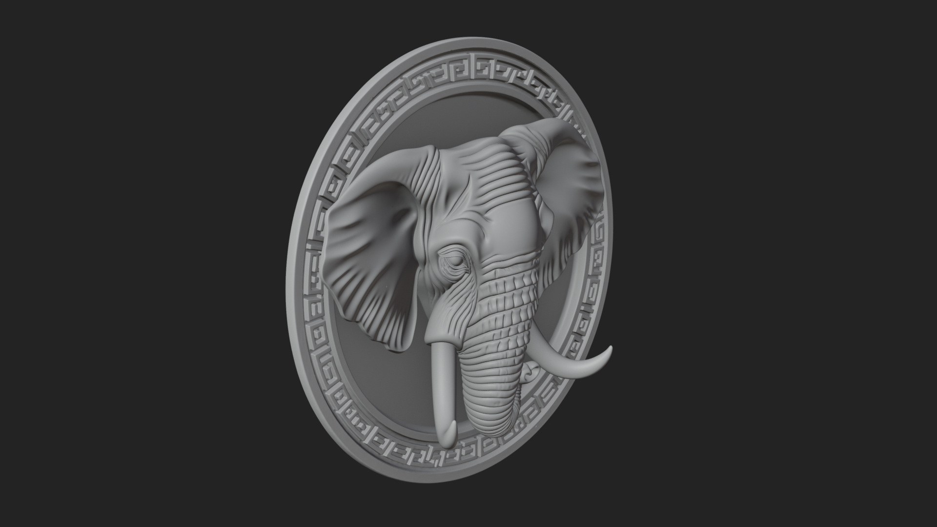 Elephant Head Oval Relief Plaque Design 3 3D Print Model 3D Model