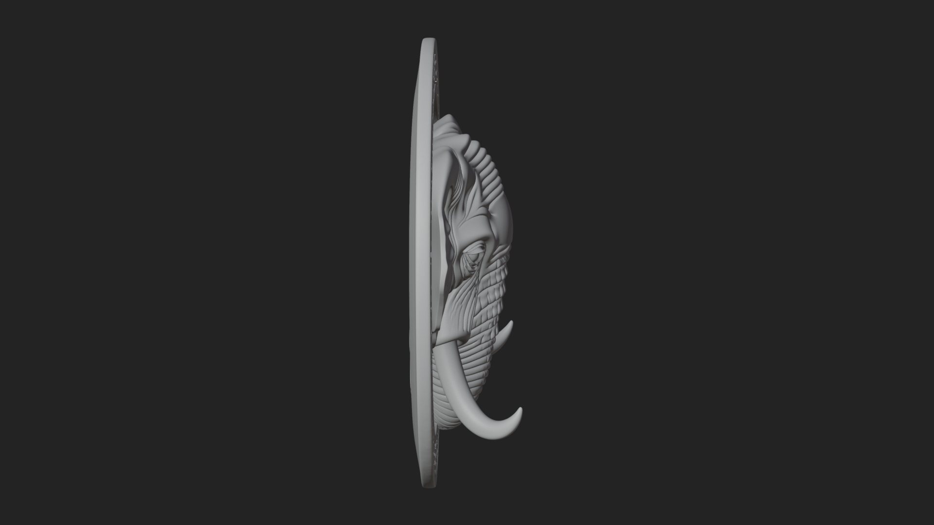 Elephant Head Oval Relief Plaque Design 3 3D Print Model 3D Model
