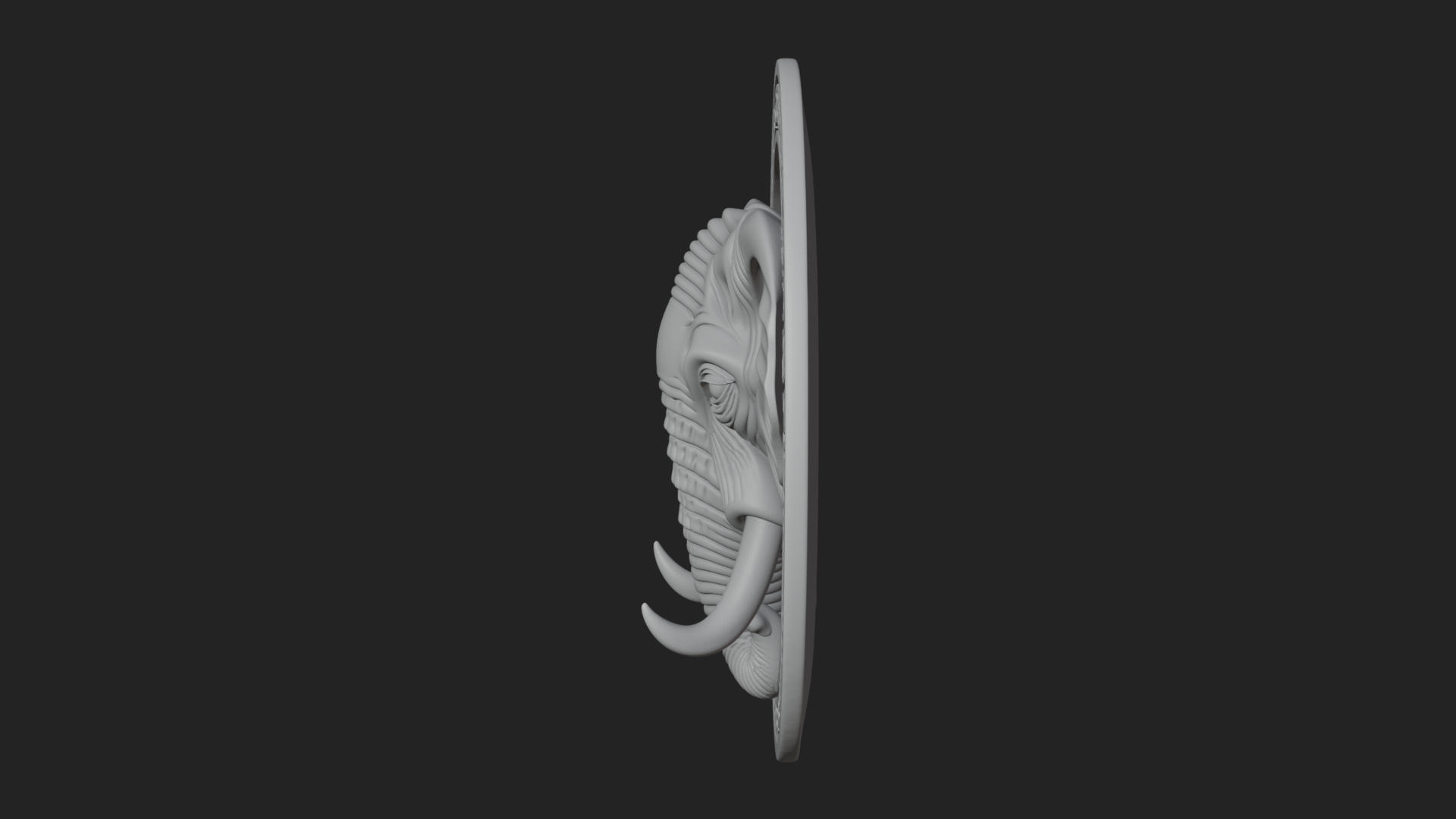 Elephant Head Oval Relief Plaque Design 3 3D Print Model 3D Model