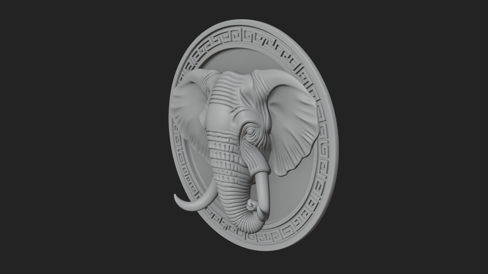 Elephant Head Oval Relief Plaque Design 3 3D Print Model 3D Model