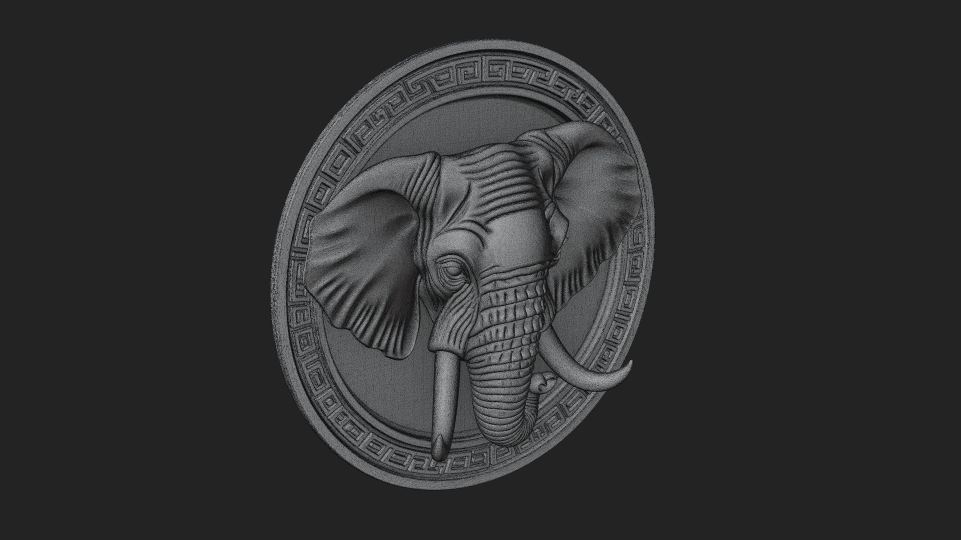Elephant Head Oval Relief Plaque Design 3 3D Print Model 3D Model