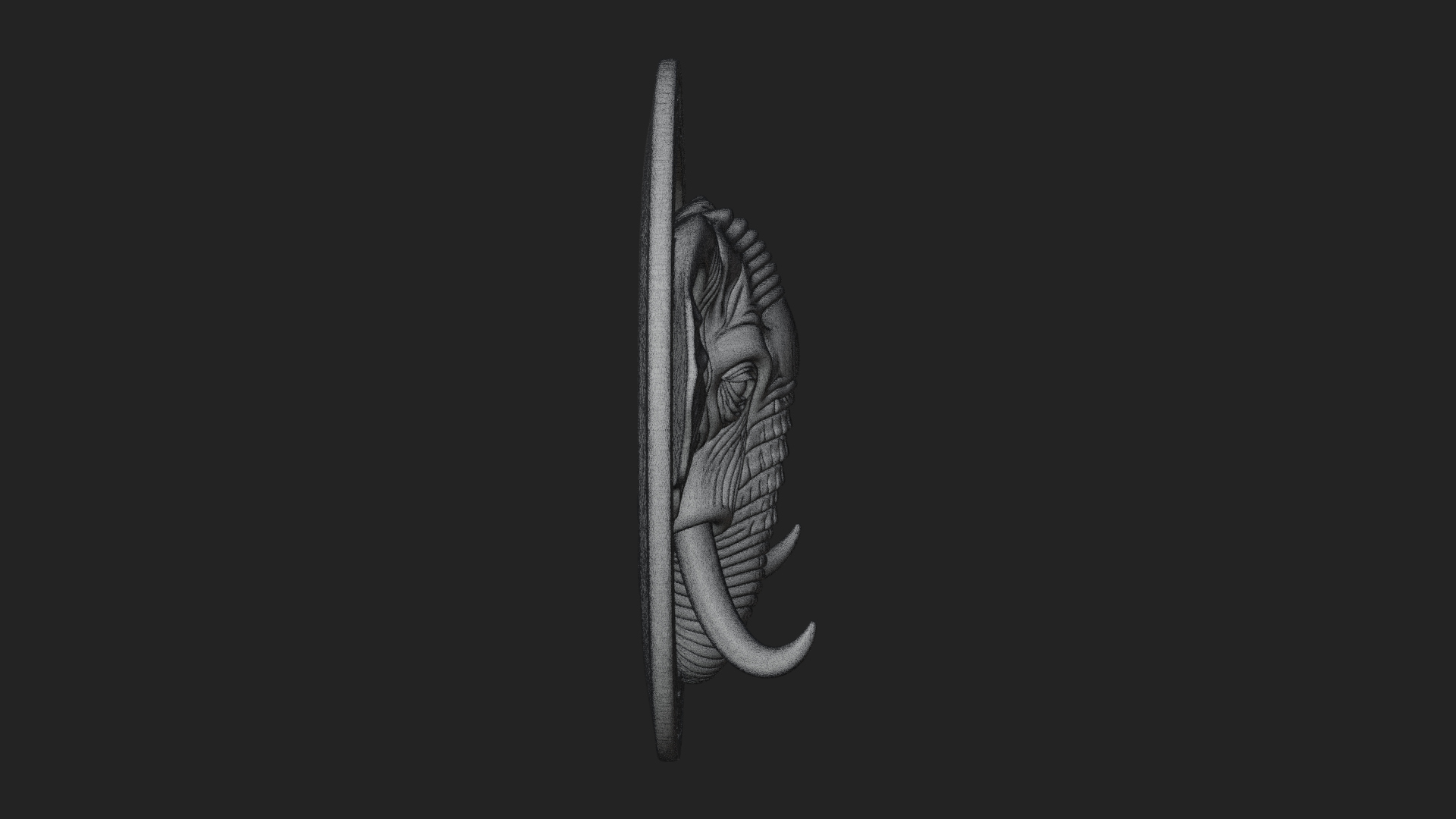 Elephant Head Oval Relief Plaque Design 3 3D Print Model 3D Model