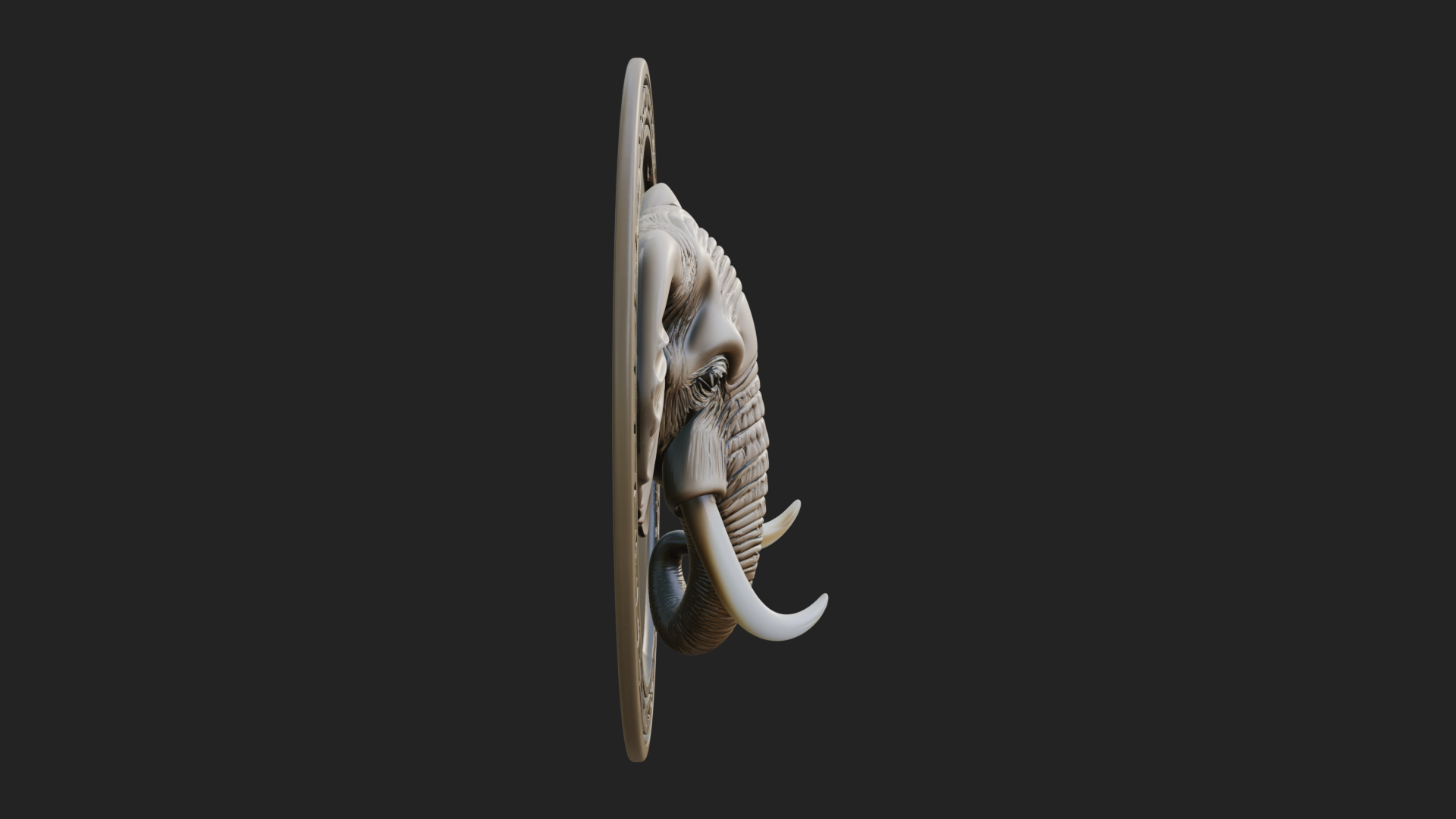 Elephant Head Oval Relief Plaque Design 4 3D Print Model 3D Model
