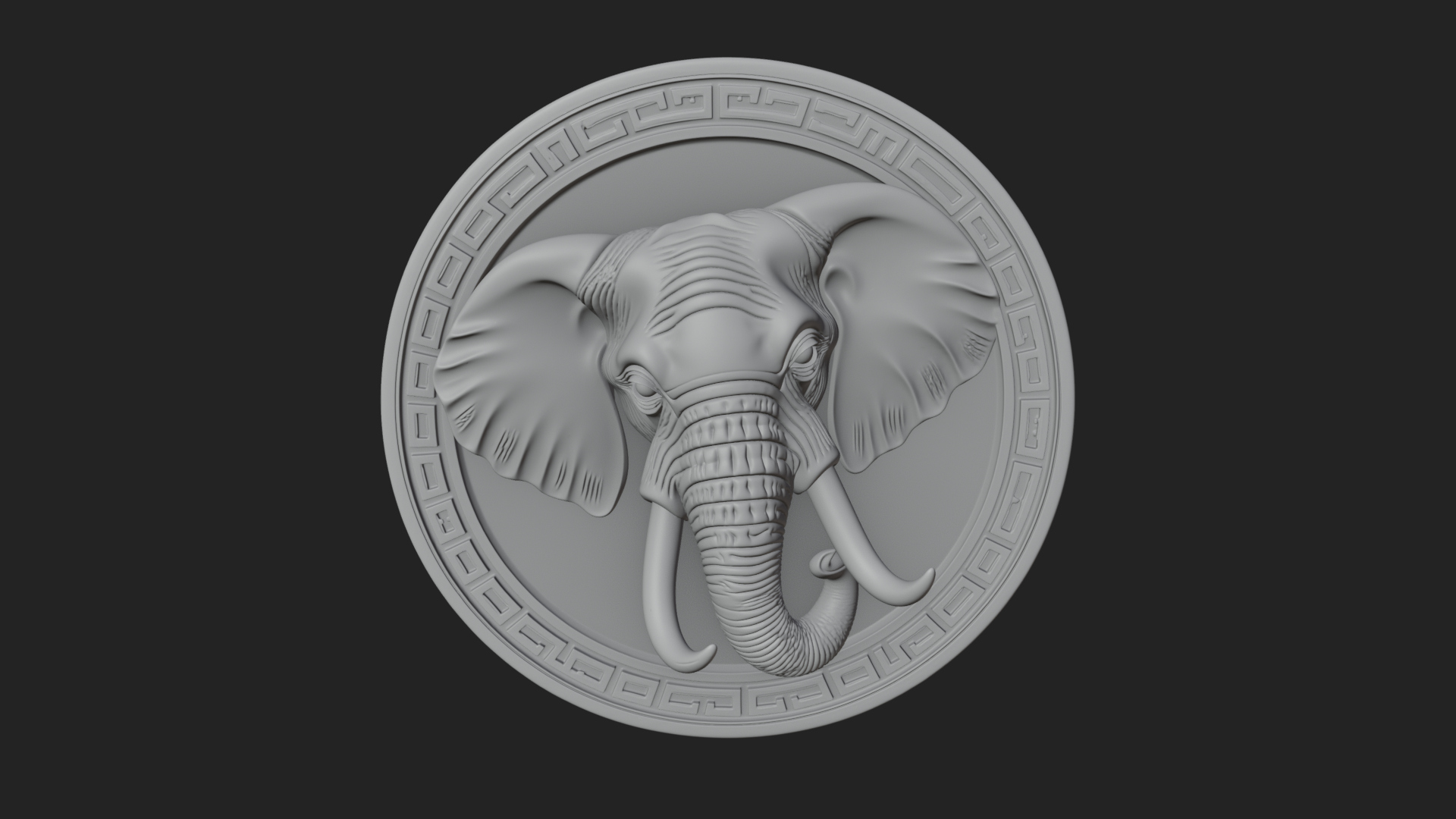 Elephant Head Oval Relief Plaque Design 4 3D Print Model 3D Model