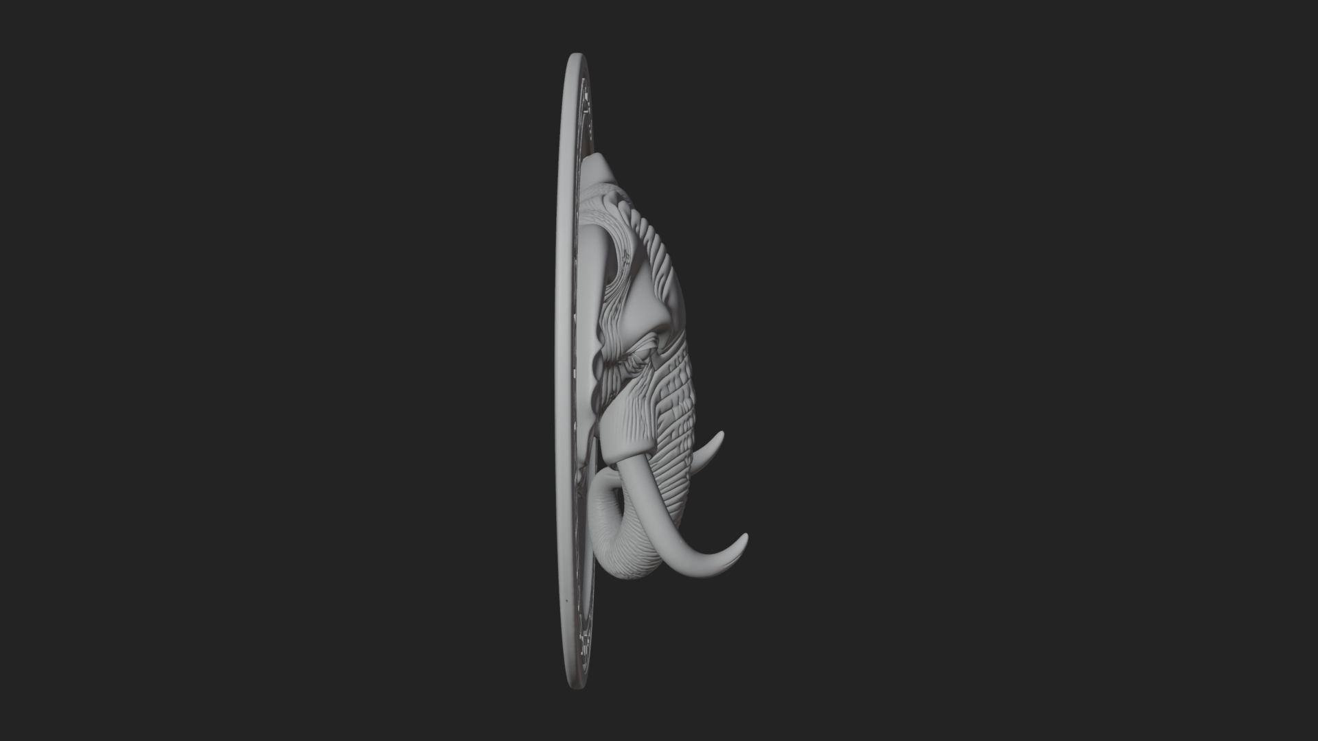 Elephant Head Oval Relief Plaque Design 4 3D Print Model 3D Model