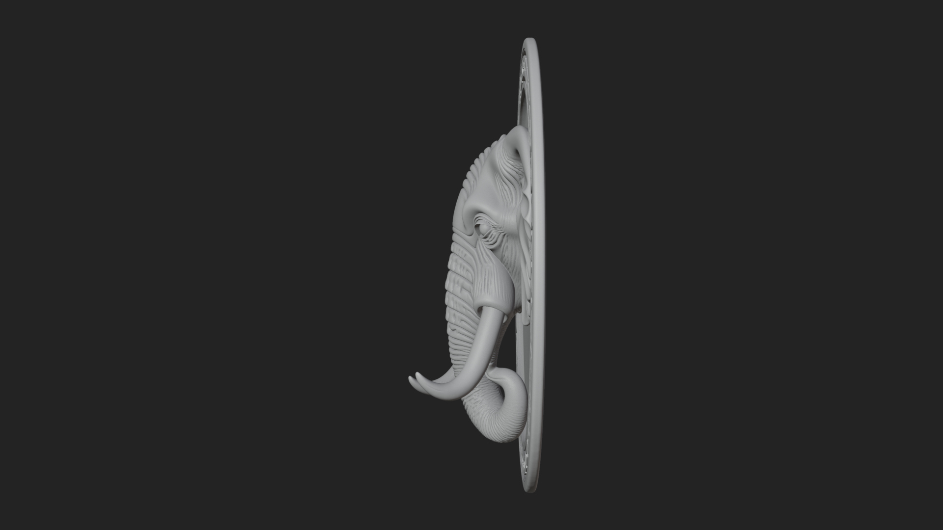 Elephant Head Oval Relief Plaque Design 4 3D Print Model 3D Model