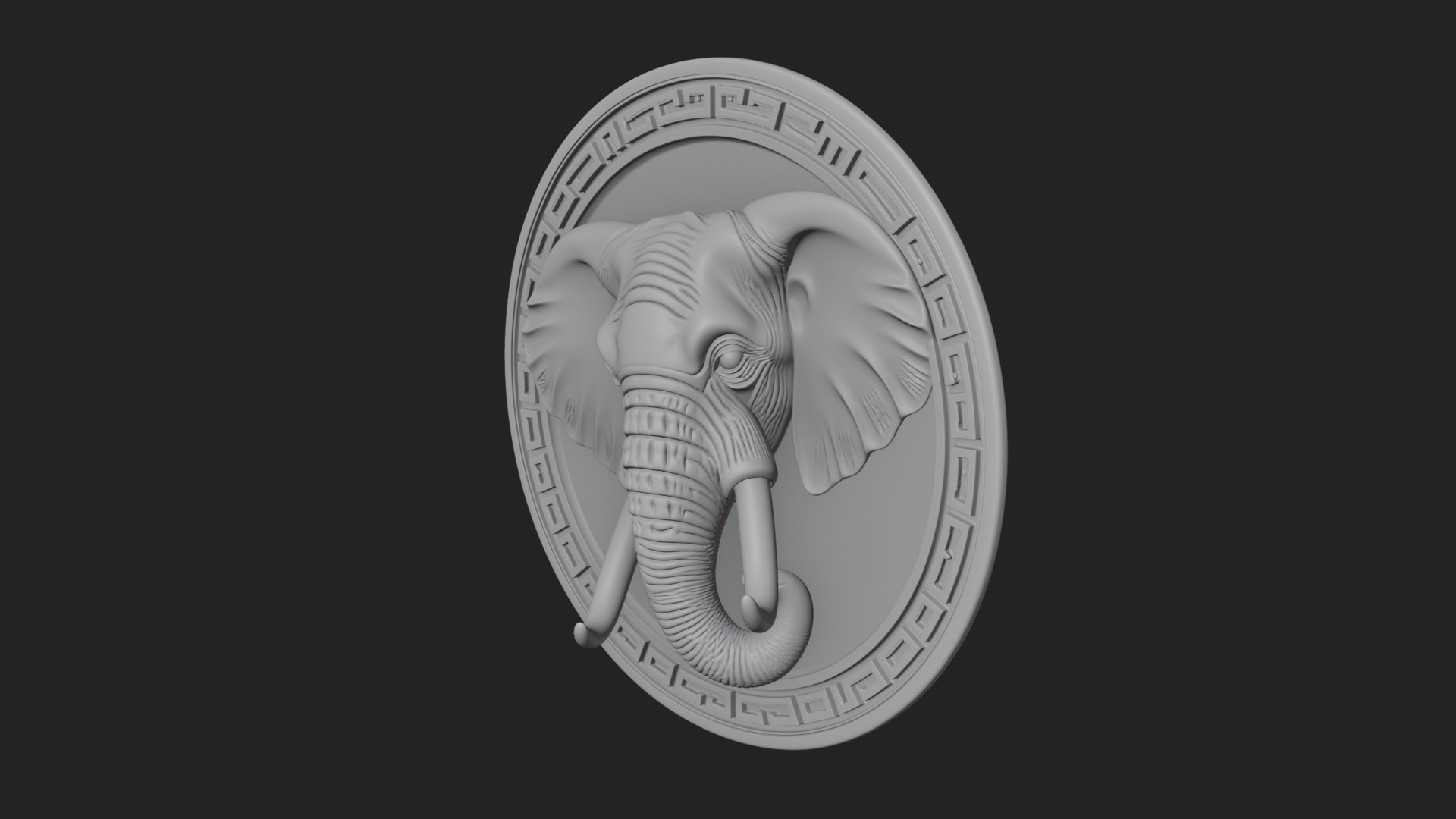 Elephant Head Oval Relief Plaque Design 4 3D Print Model 3D Model
