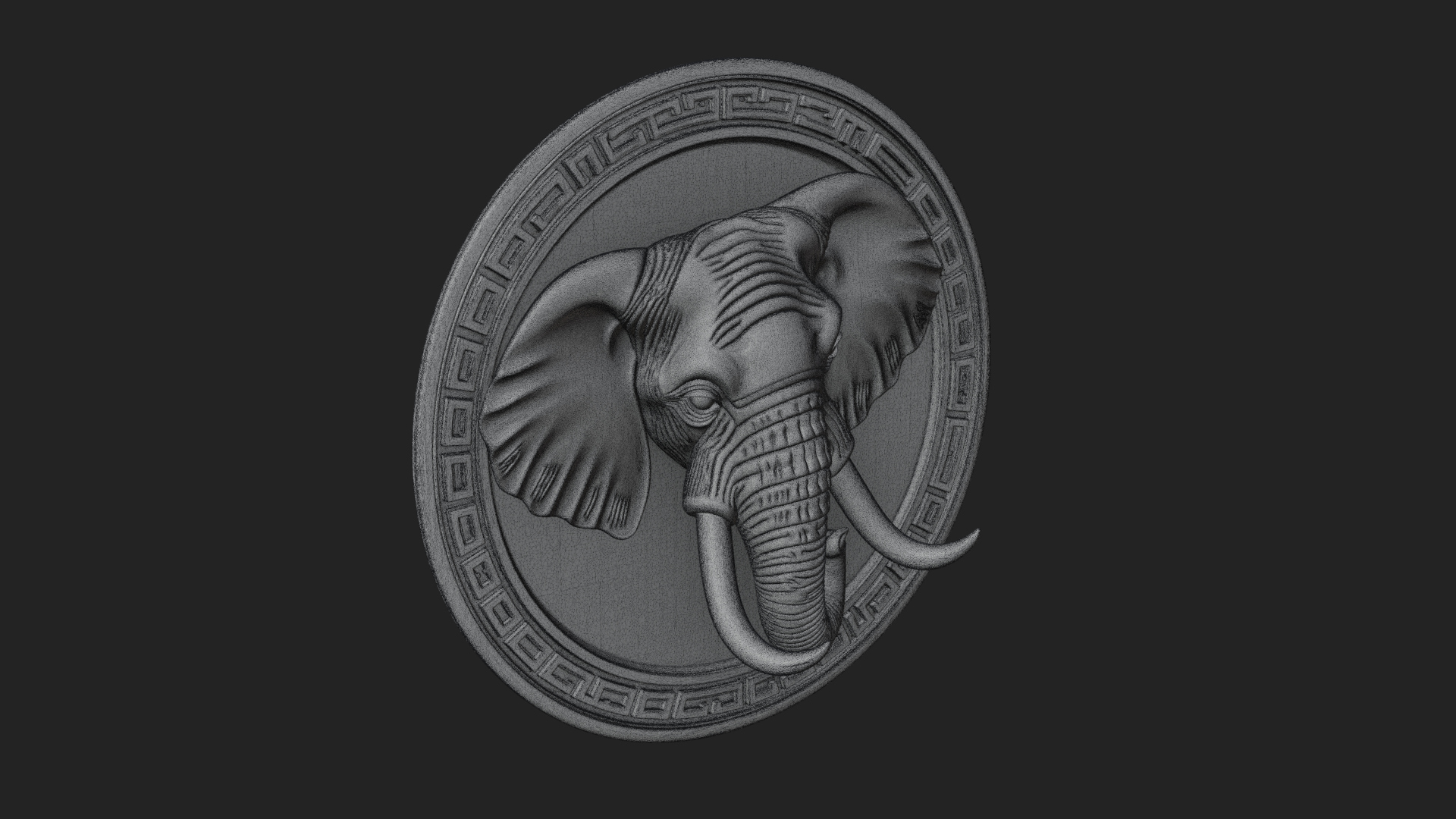 Elephant Head Oval Relief Plaque Design 4 3D Print Model 3D Model