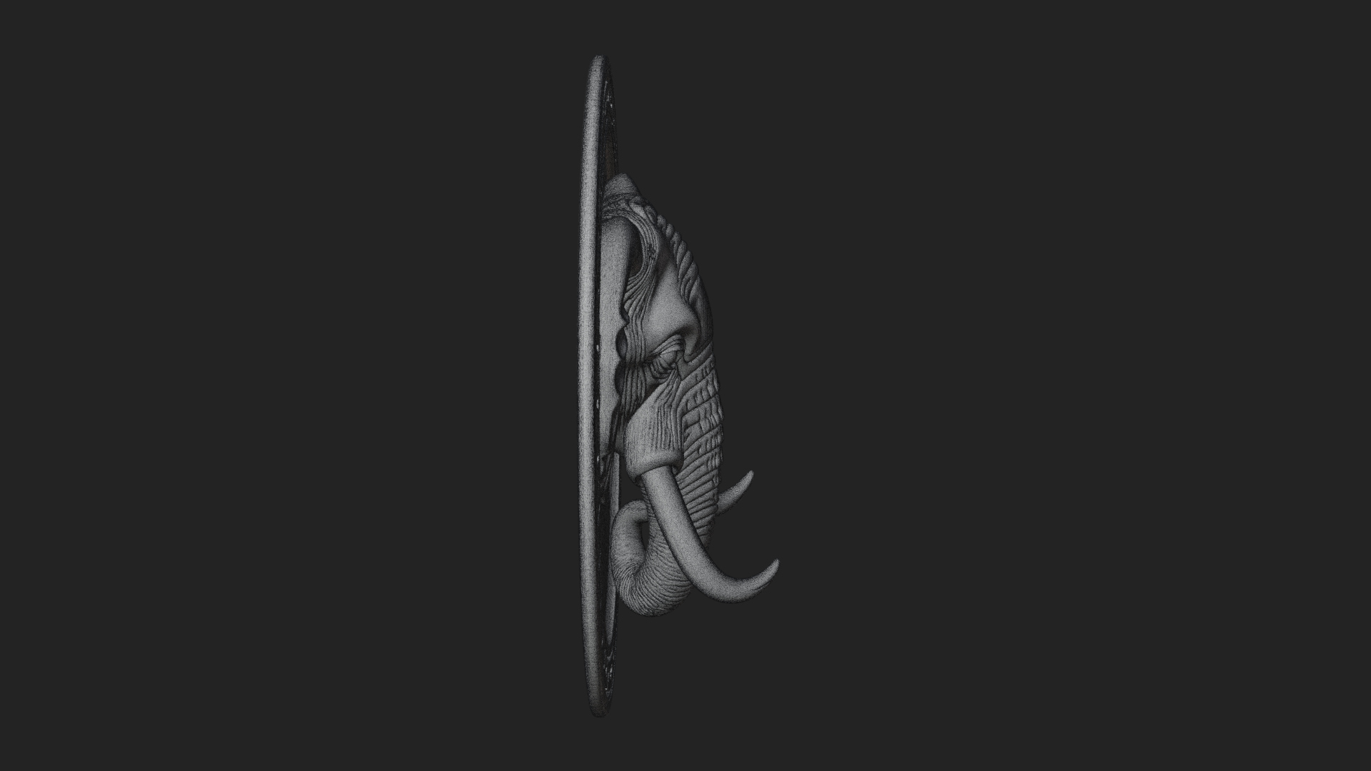 Elephant Head Oval Relief Plaque Design 4 3D Print Model 3D Model