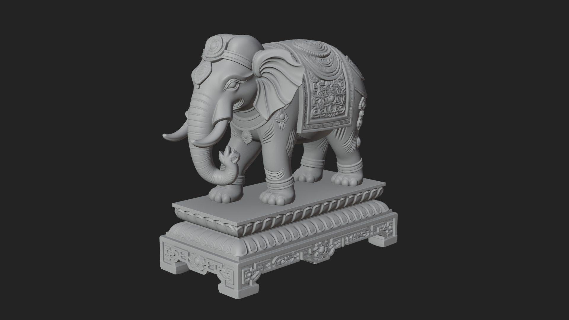 Elephant Statue Design 10 3D Print Model 3D Model