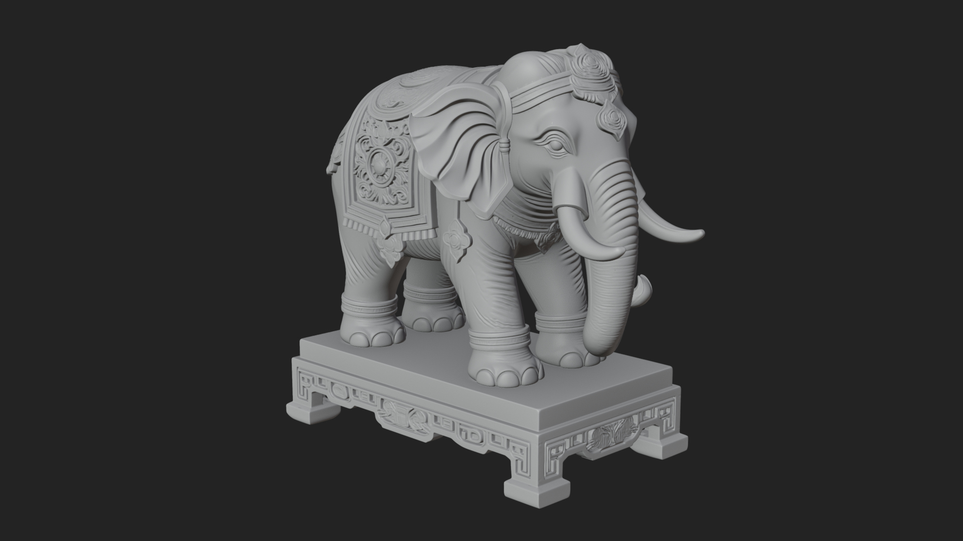 Elephant Statue Design 11 3D Print Model 3D Model