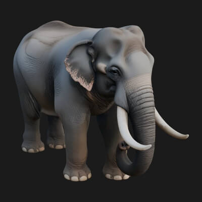 Elephant Statue Design 4 3D Print Model