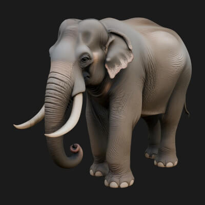 Elephant Statue Design 5 3D Print Model