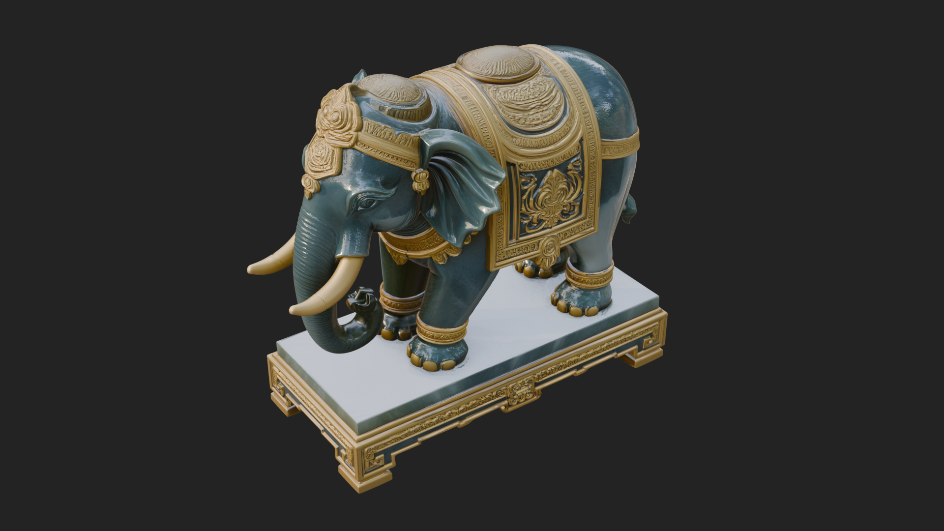 Elephant Statue Design 9 3D Print Model 3D Model