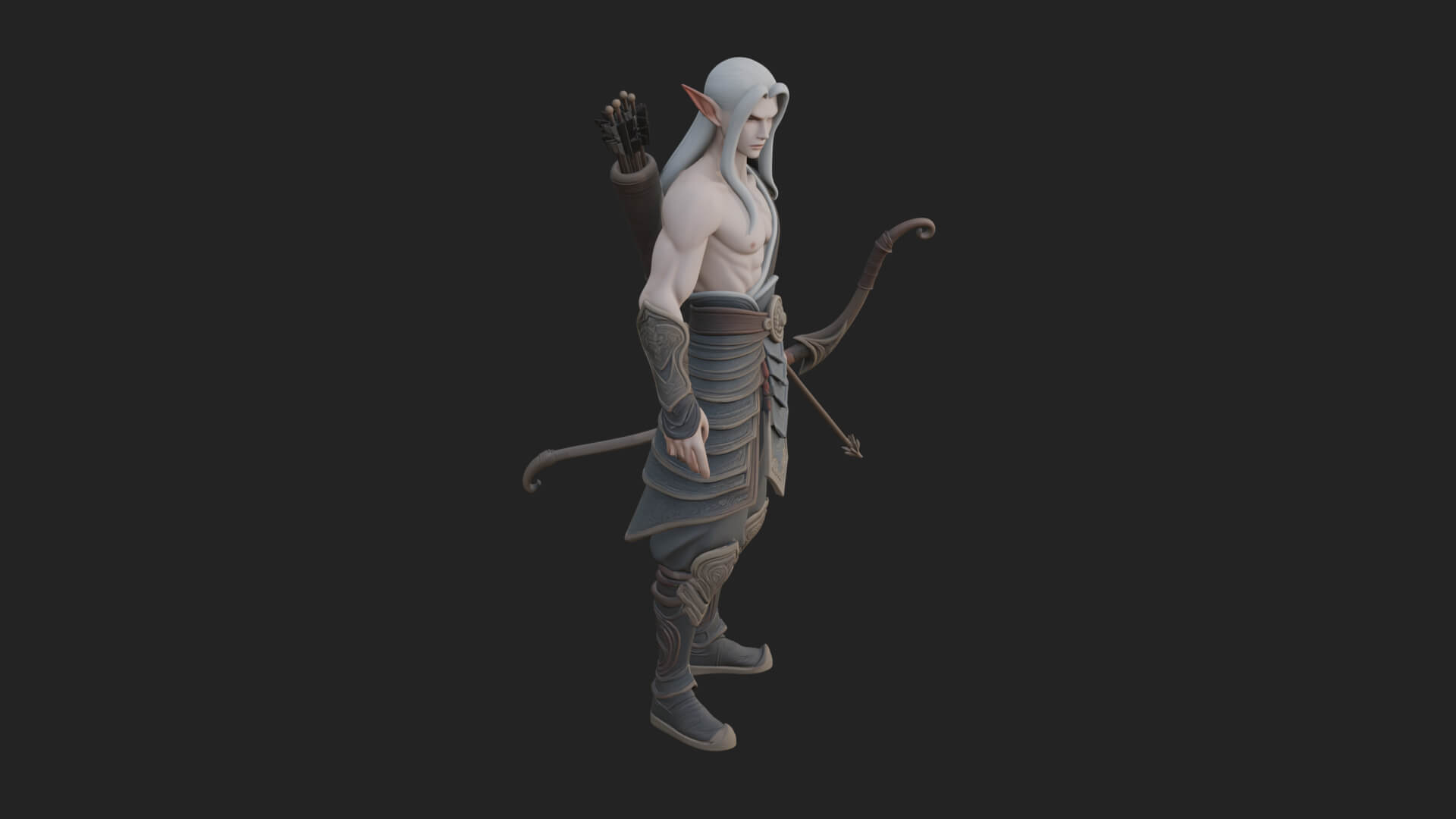 Elven Archer Statue Design 10 3D Print Model 3D Model