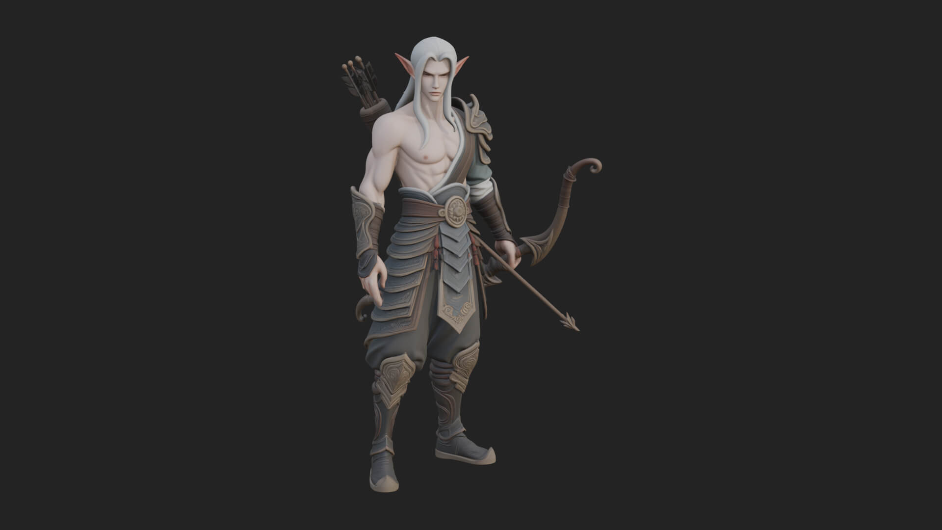 Elven Archer Statue Design 10 3D Print Model 3D Model