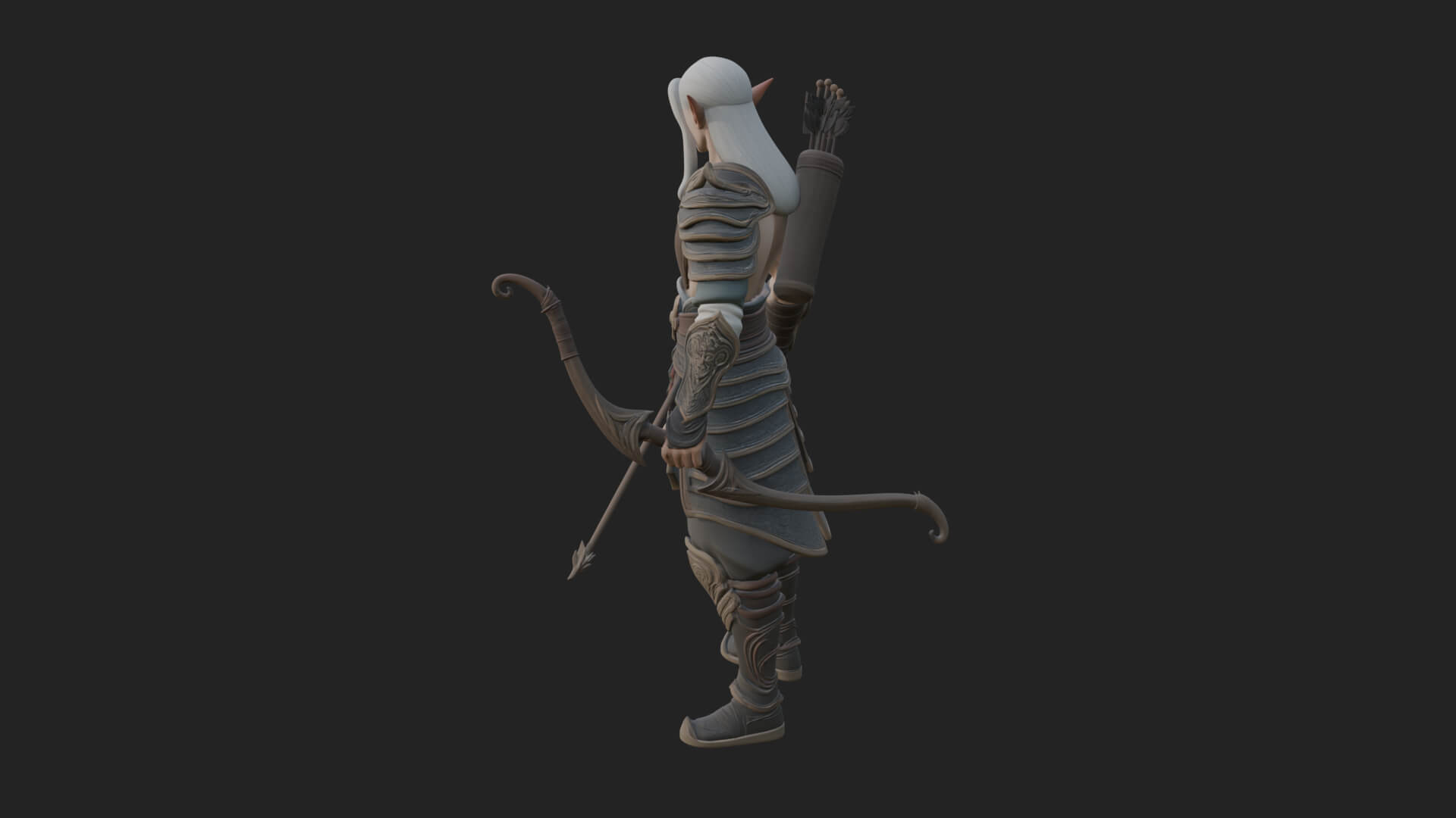 Elven Archer Statue Design 10 3D Print Model 3D Model