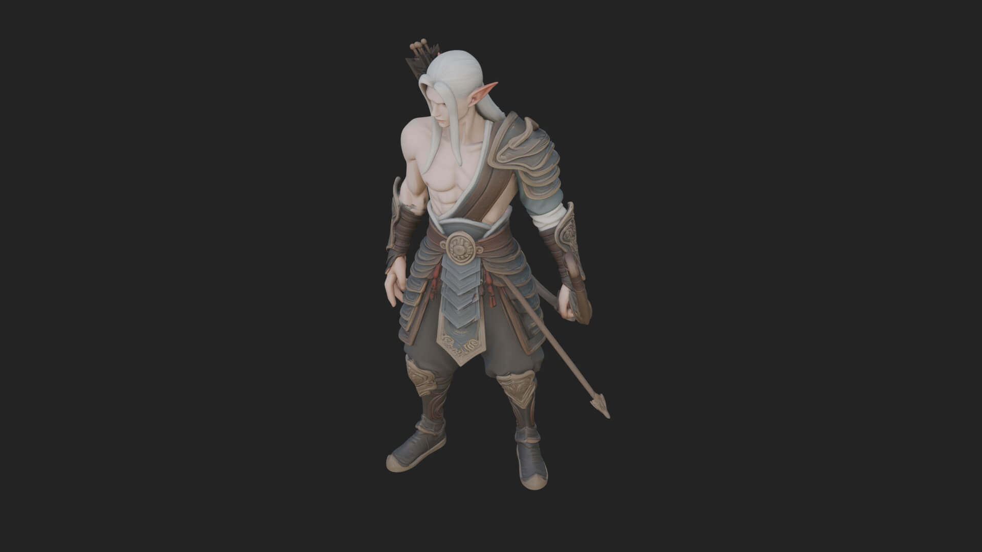 Elven Archer Statue Design 10 3D Print Model 3D Model